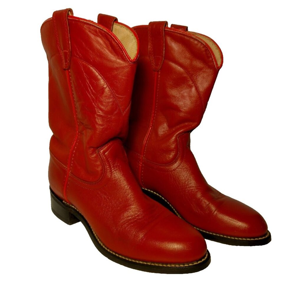 Red Leather Cowboy Western Boots